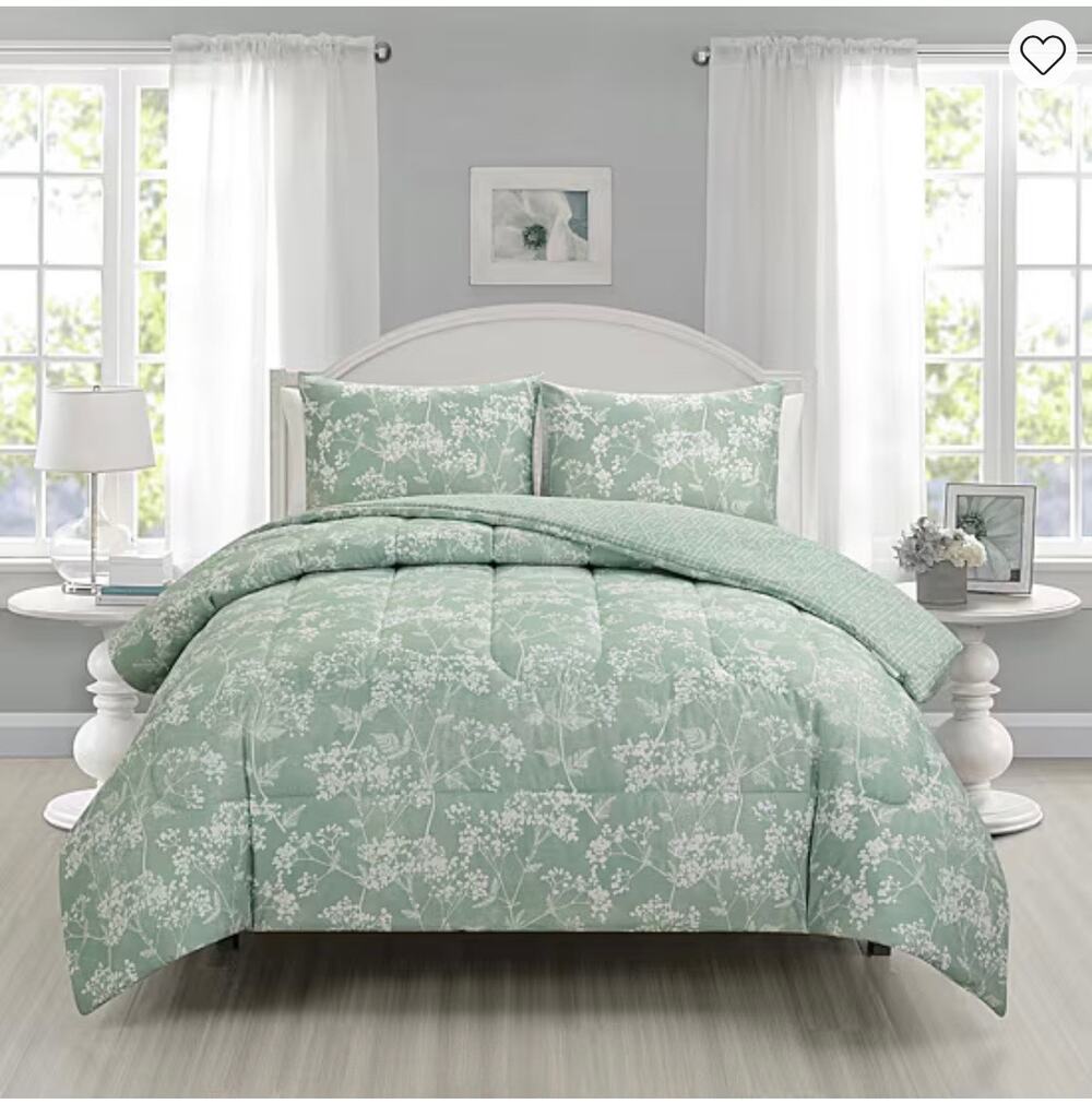 NEW! Richmond Park Drea 3PC Floral Reversible Midweight Comforter Set Full/Queen